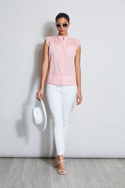Embroidered Sleeveless Shirt