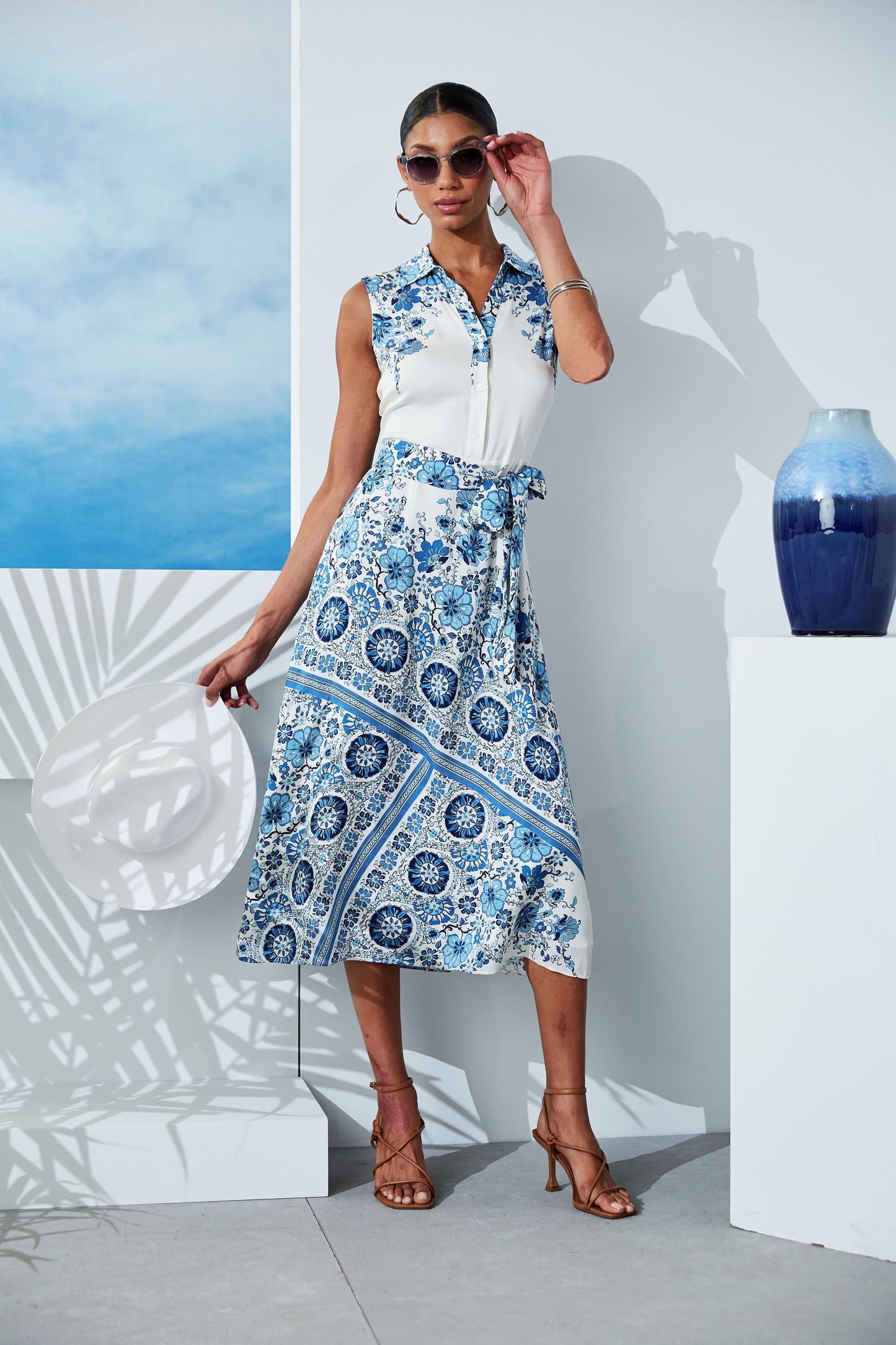 Silk Cascade Garden Shirt Dress