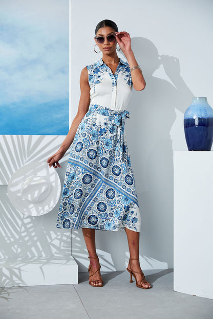Silk Cascade Garden Shirt Dress