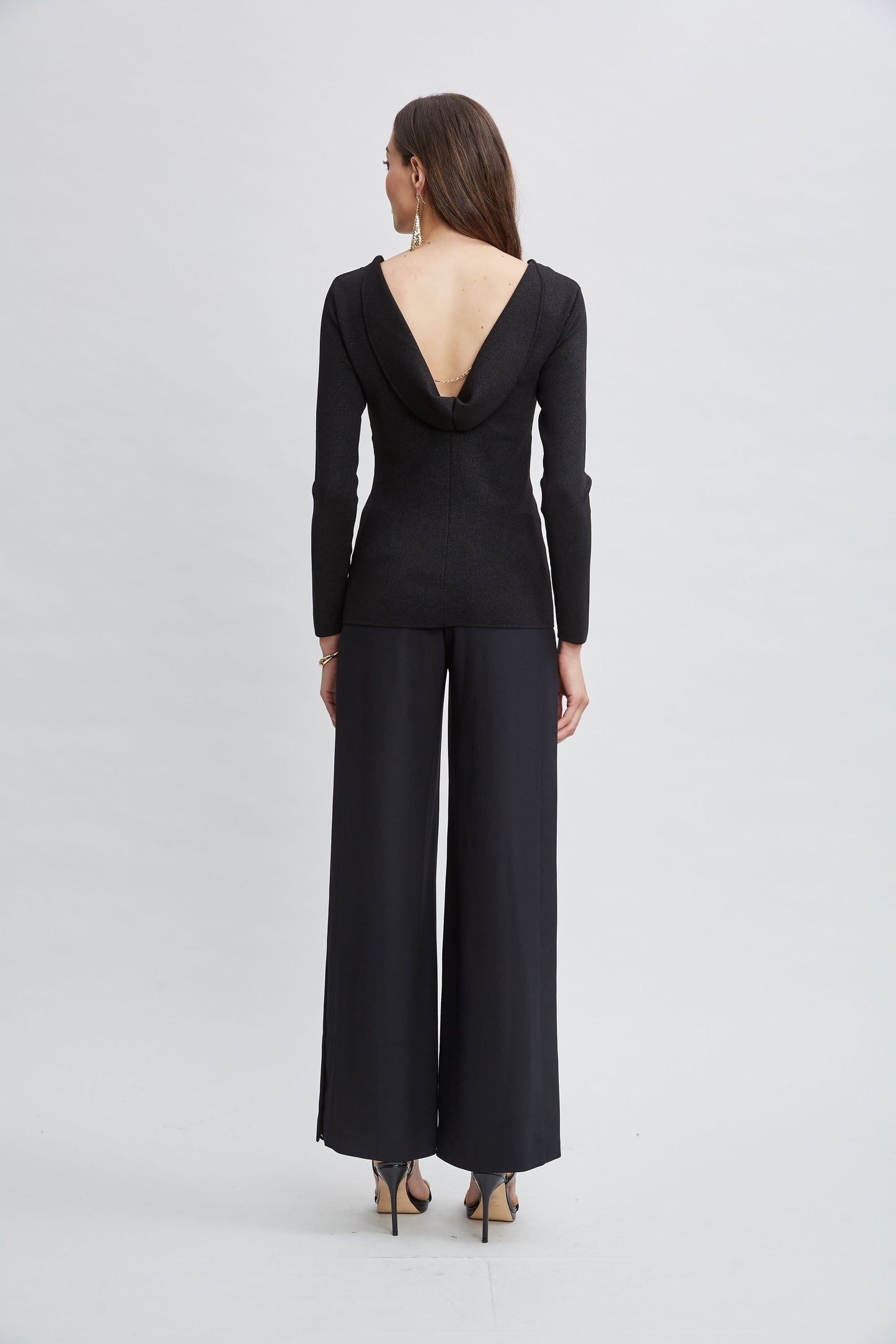 Draped Chain Lurex Sweater