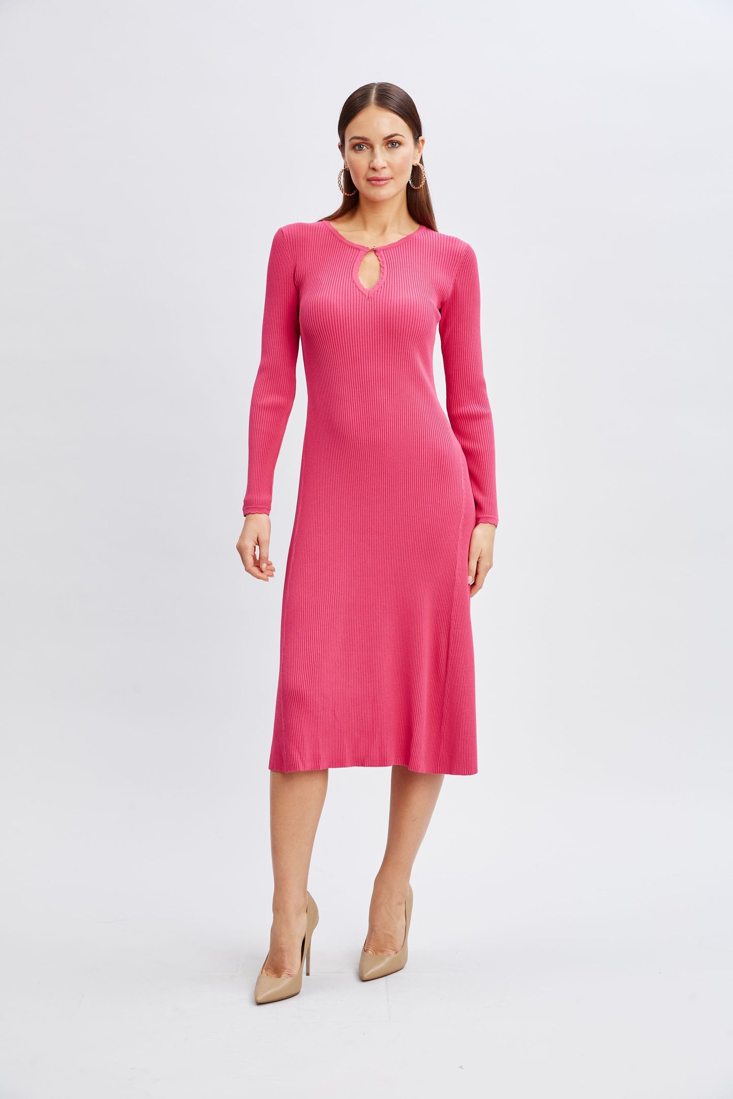 Scallop Keyhole Sweater Dress