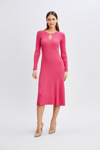 Scallop Keyhole Sweater Dress