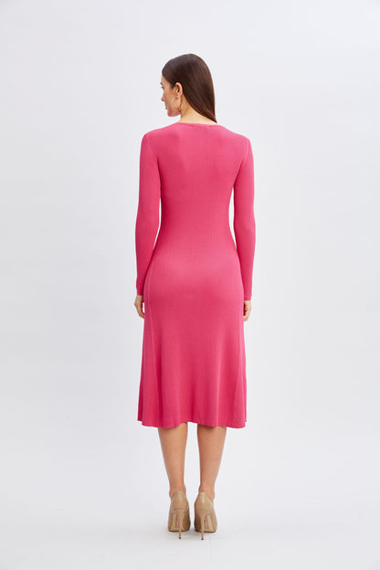 Scallop Keyhole Sweater Dress