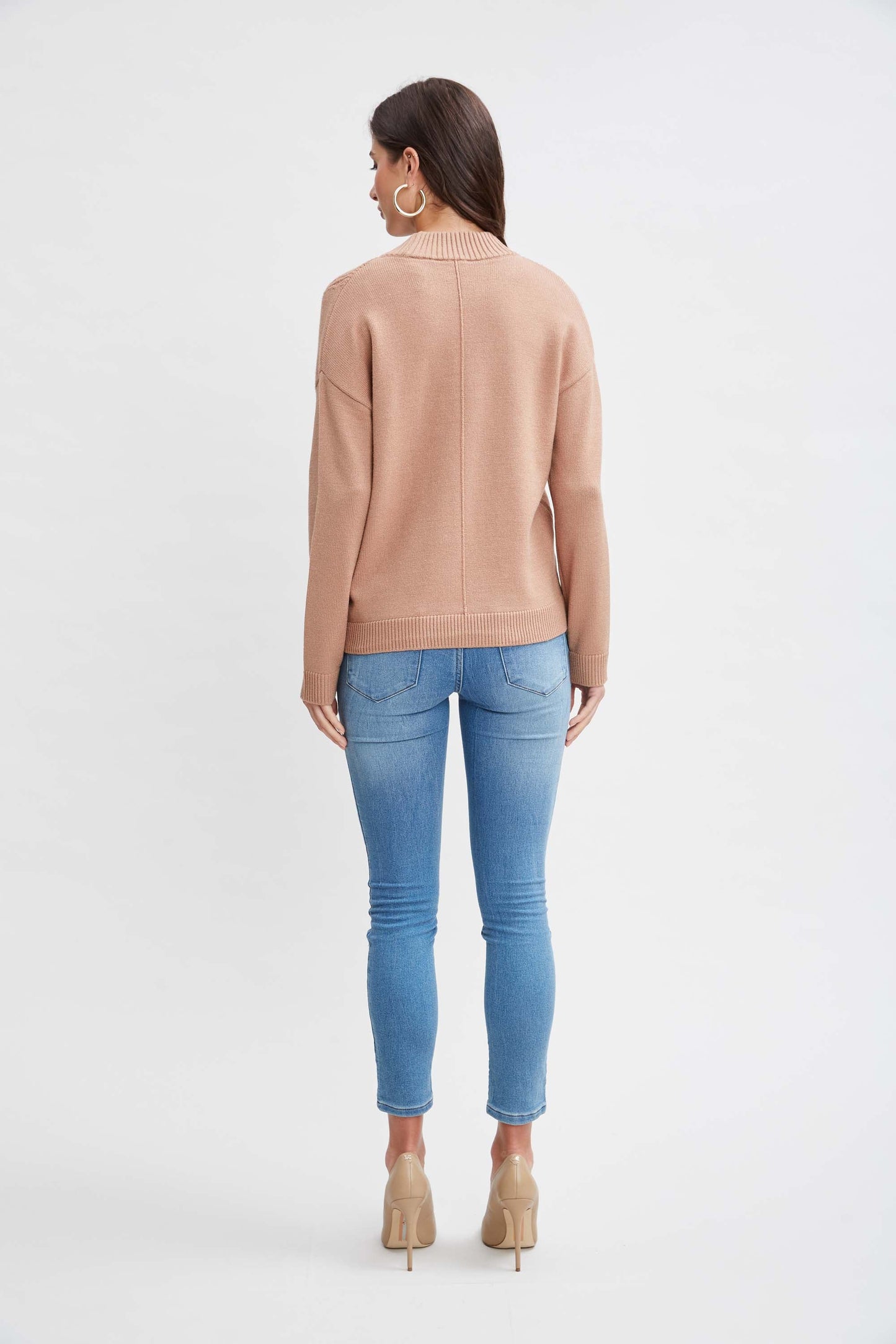 T-Tahari Mock Neck Rib Sweater