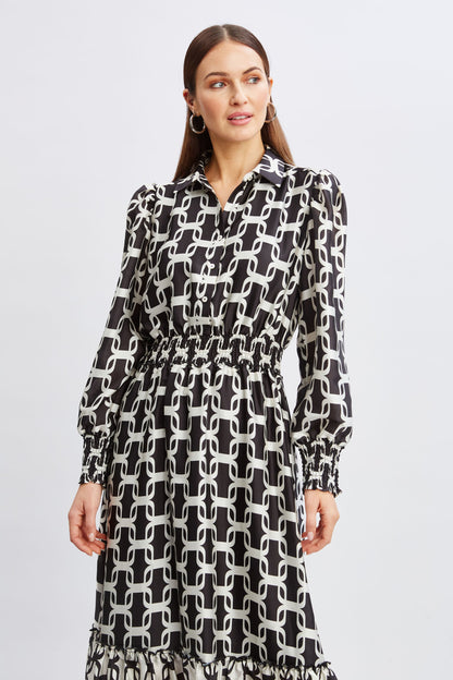 T-Tahari Geometric Chain Shirt Dress