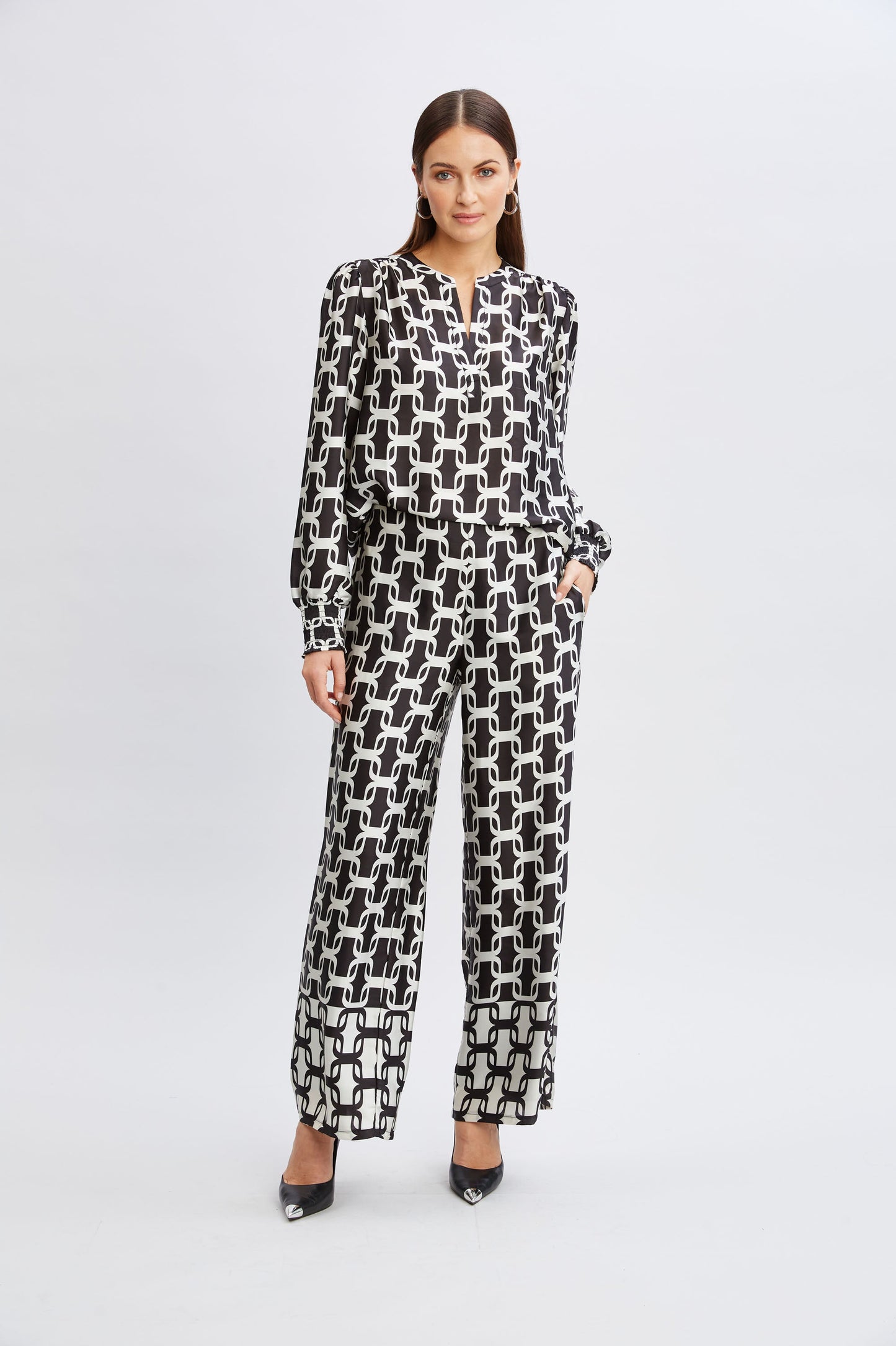 T-Tahari Geometric Chain Shirt