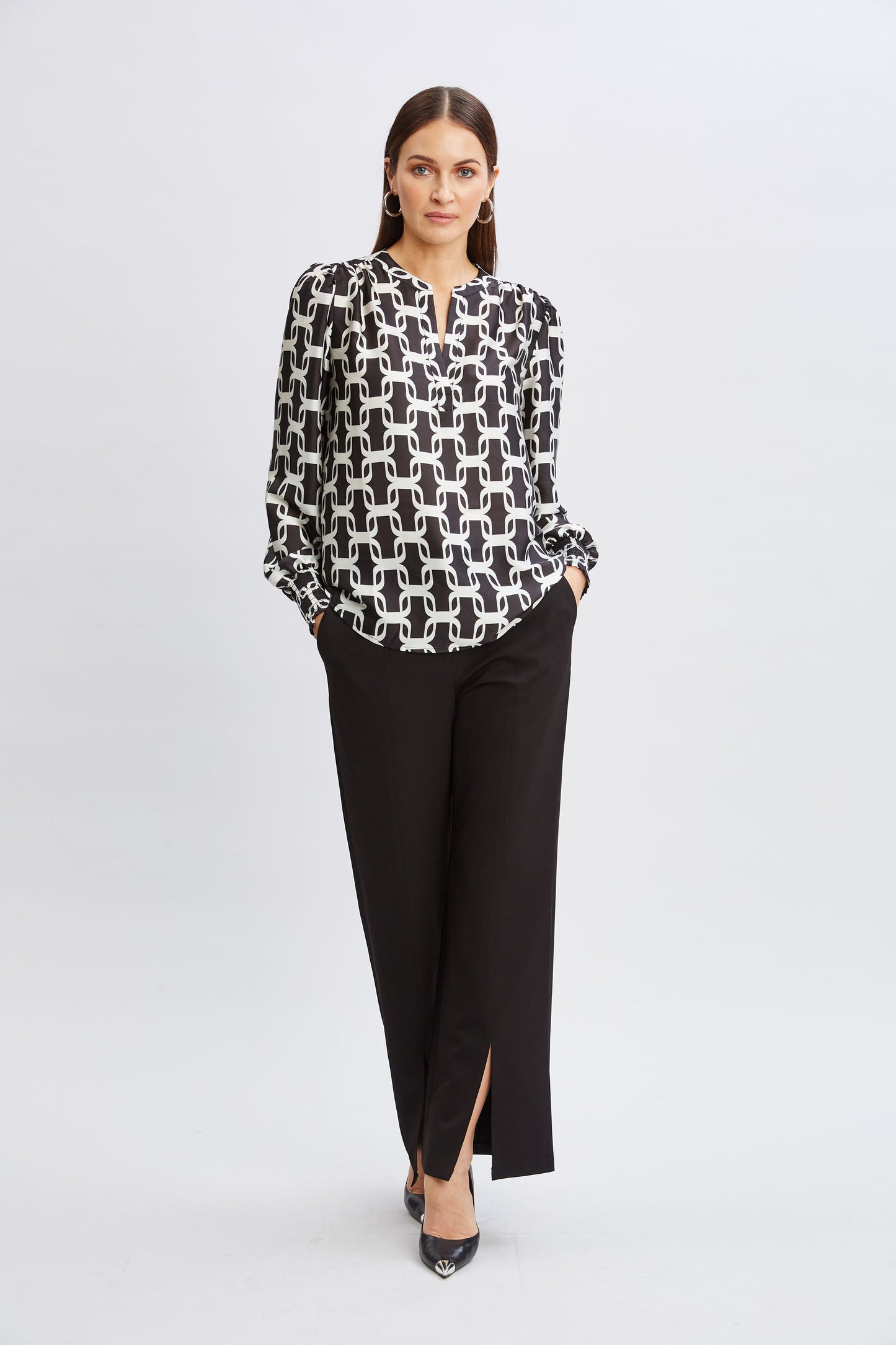 T-Tahari Geometric Chain Shirt