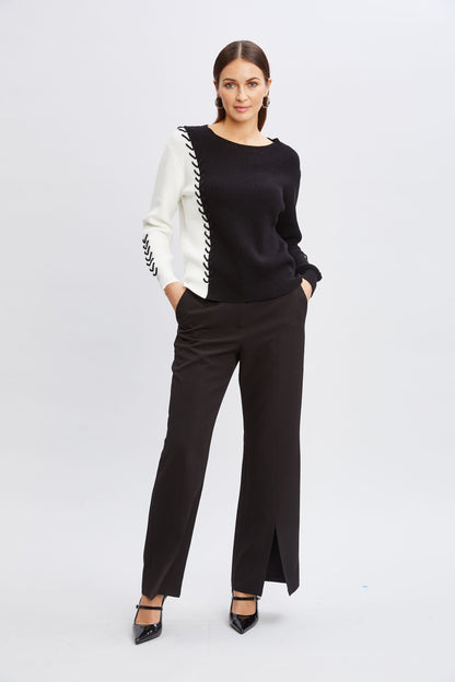 T-Tahari Colorblock Stitch Sweater