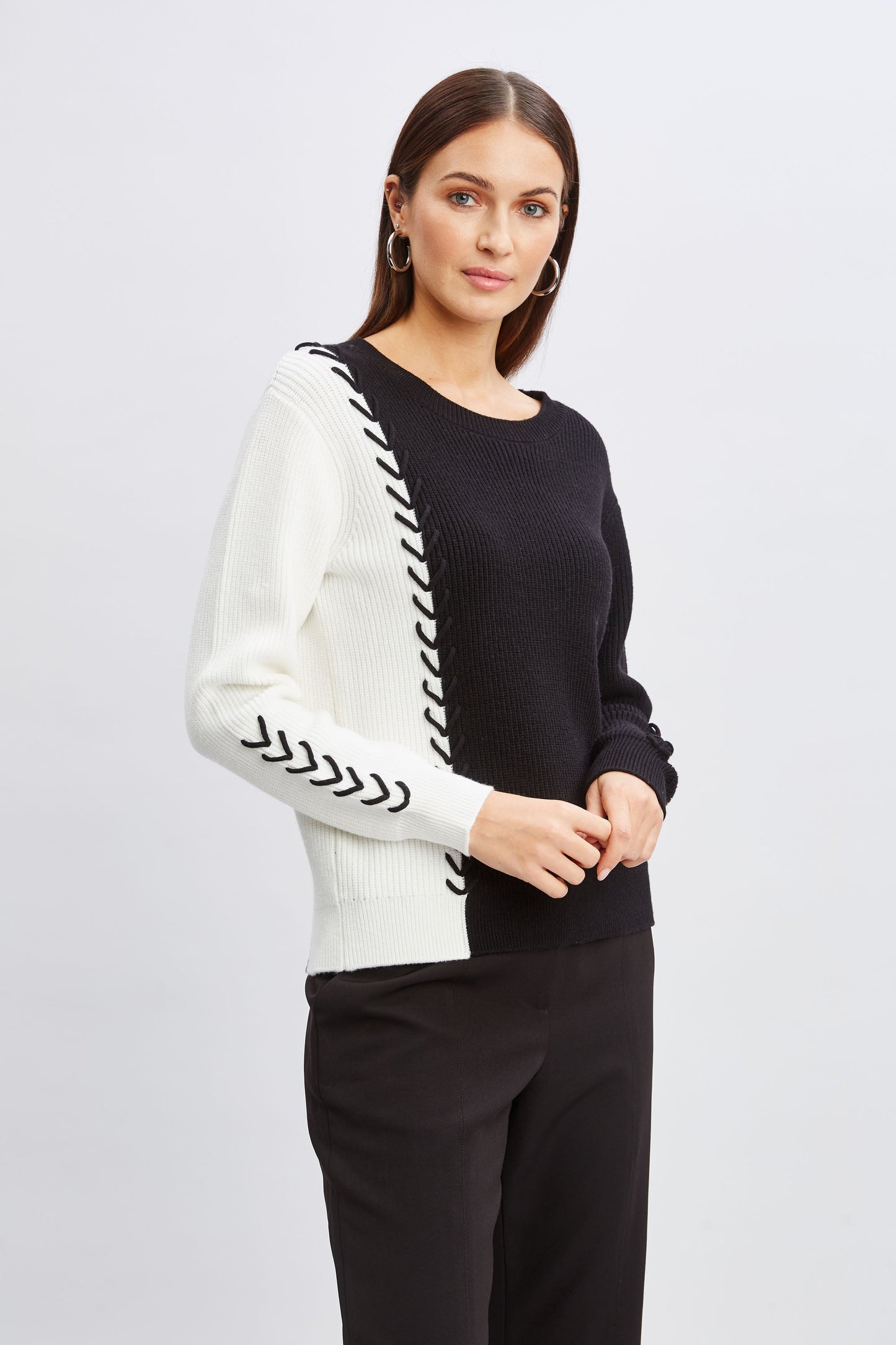 T-Tahari Colorblock Stitch Sweater