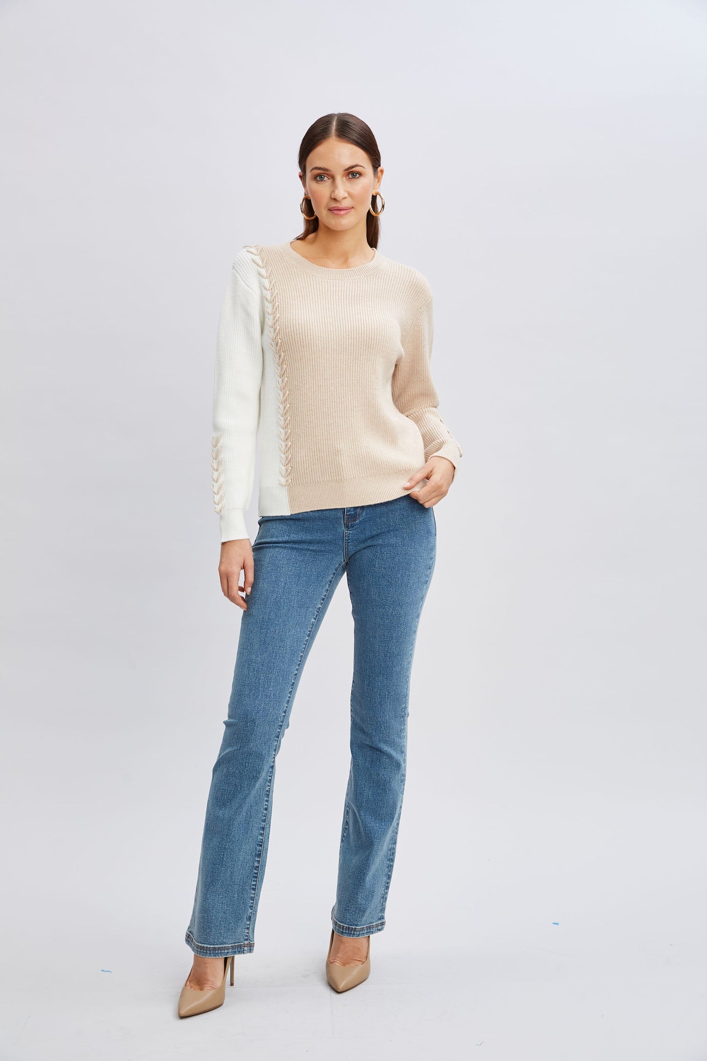 T-Tahari Colorblock Stitch Sweater