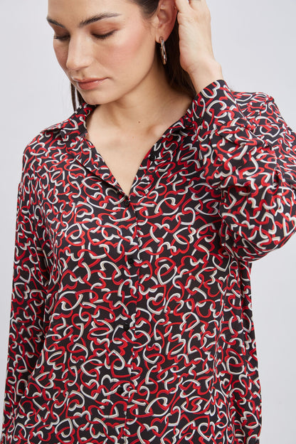 T-Tahari Heart Link Print Shirt